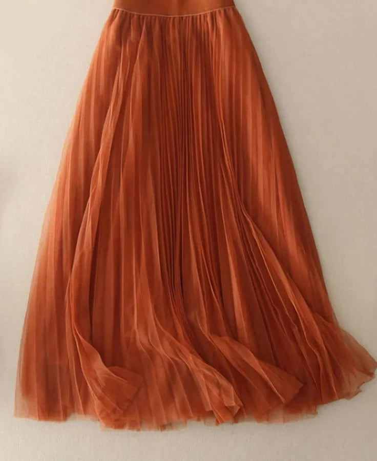 New Qooth Elastic Waist 3 Layers A-line Tutu orange Skirt