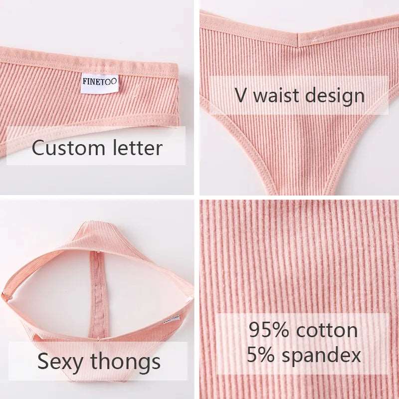 3Pcs/Set Women Cotton Thongs Panties