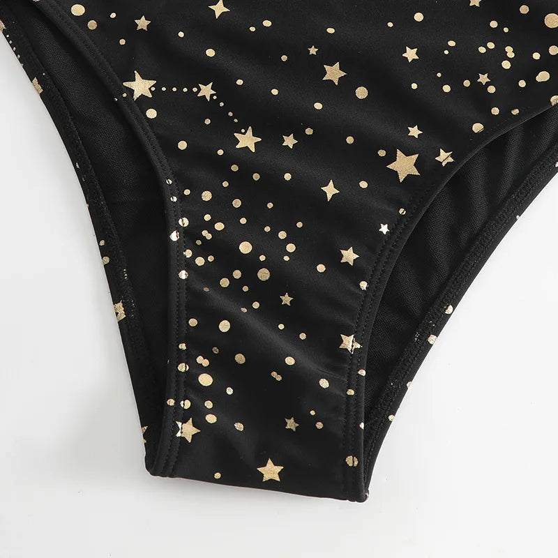 One Piece Push Up Sexy Star Print Swimwear