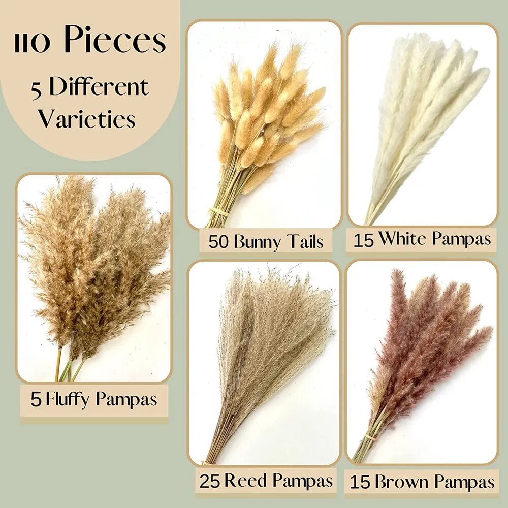 110 PCS Pampas Grass Boho Decor