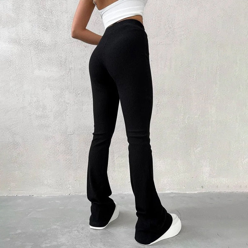 New Solid Slim Fit Streetwear Women Pants Black Trousers