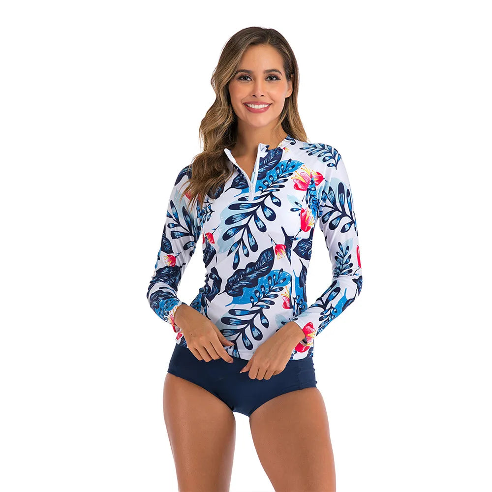 New Long Sleeve Rash Guard Print Swimwear