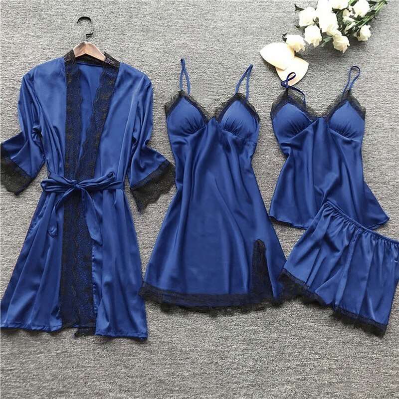 4 piece Set Sleep Lace pyjama Set