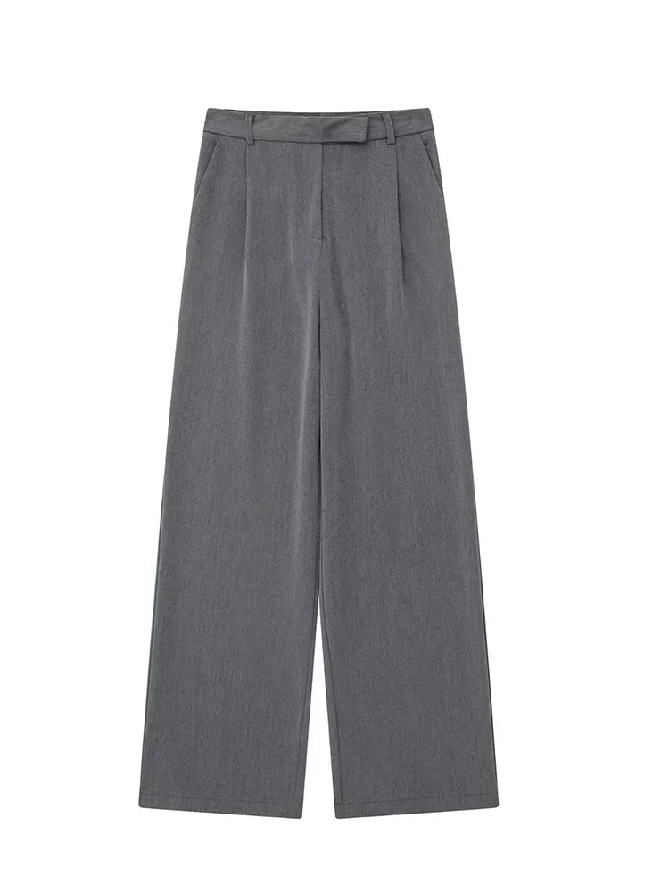 Zipper Straight Vintage High Waist Trousers