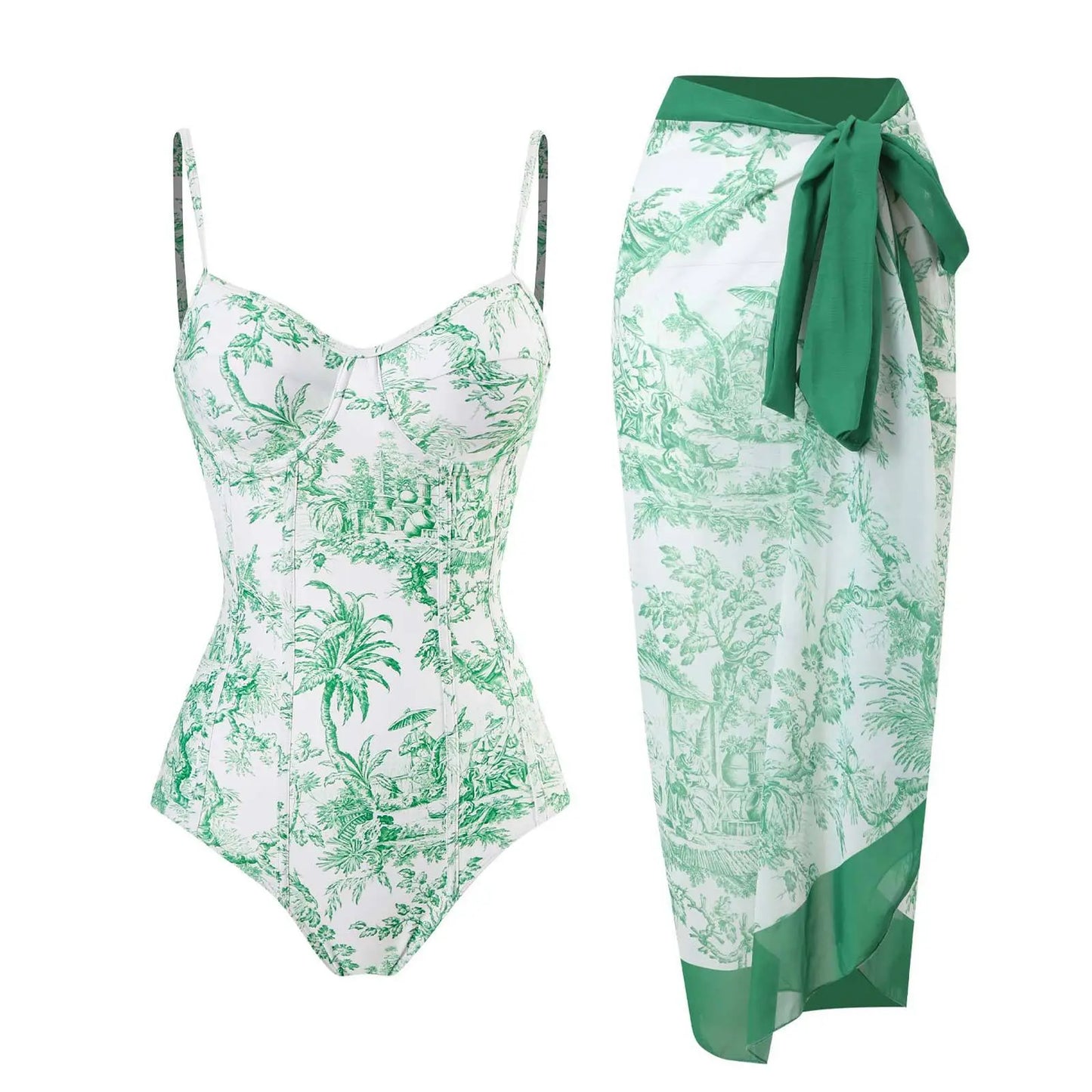 High Quality Nature Printing One-Piece Swimsuit