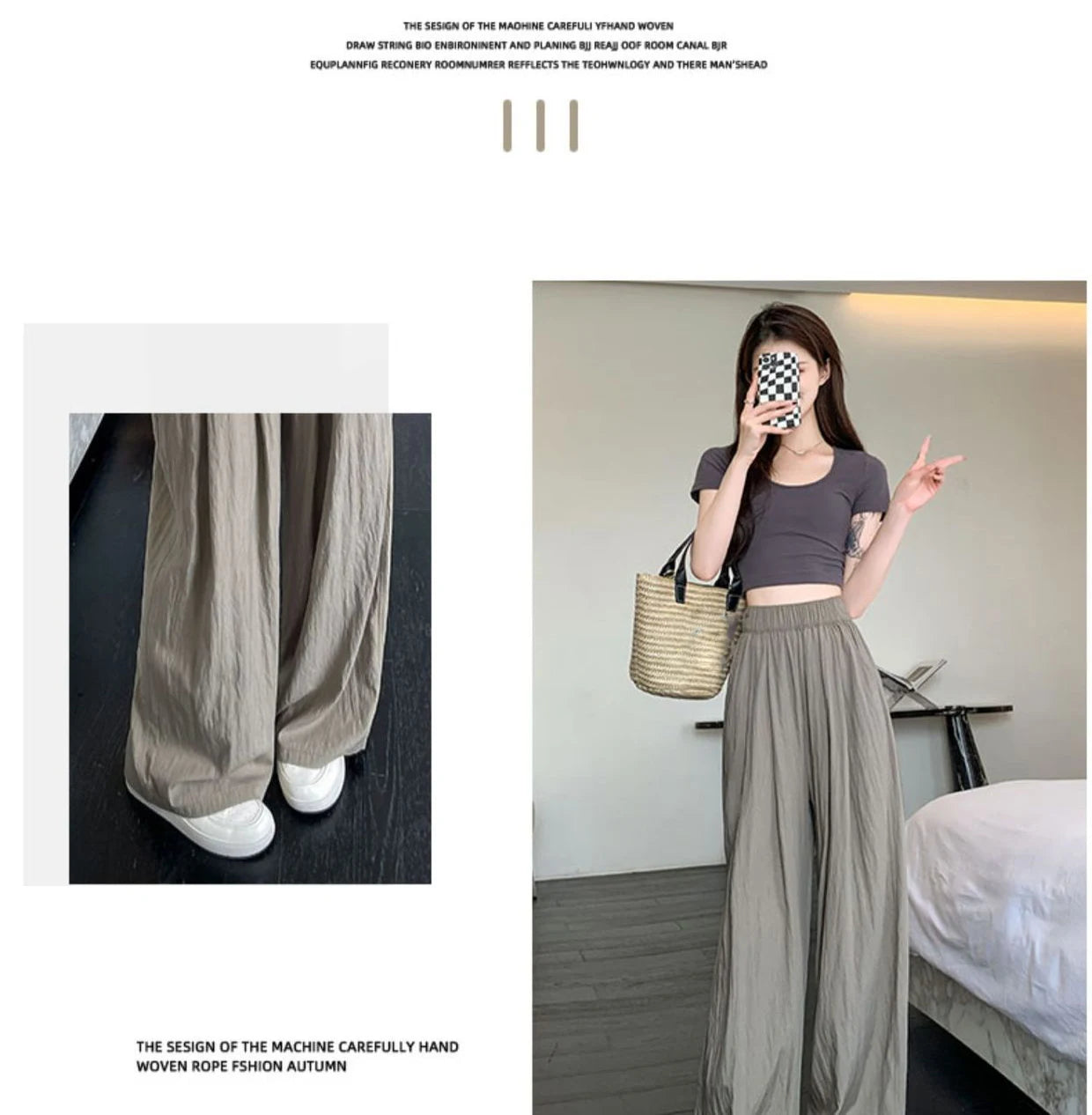 Elasticated waistband Wide Leg Trousers for Women