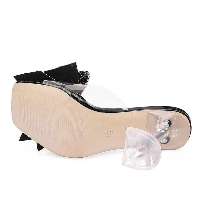 New bow transparent acrylic high heel shoes