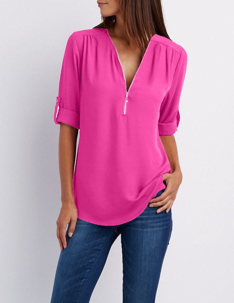 Women Chiffon Blouse Tops