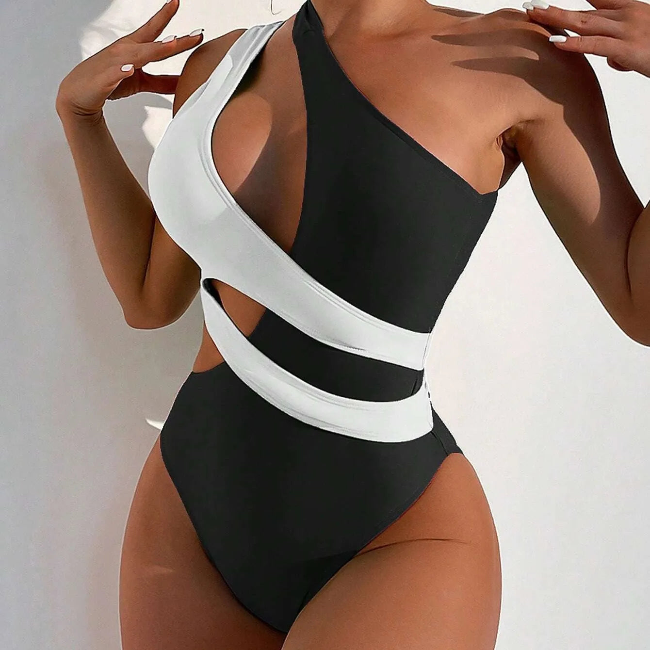 Women Sexy Cut Out Monokini Swimwear black