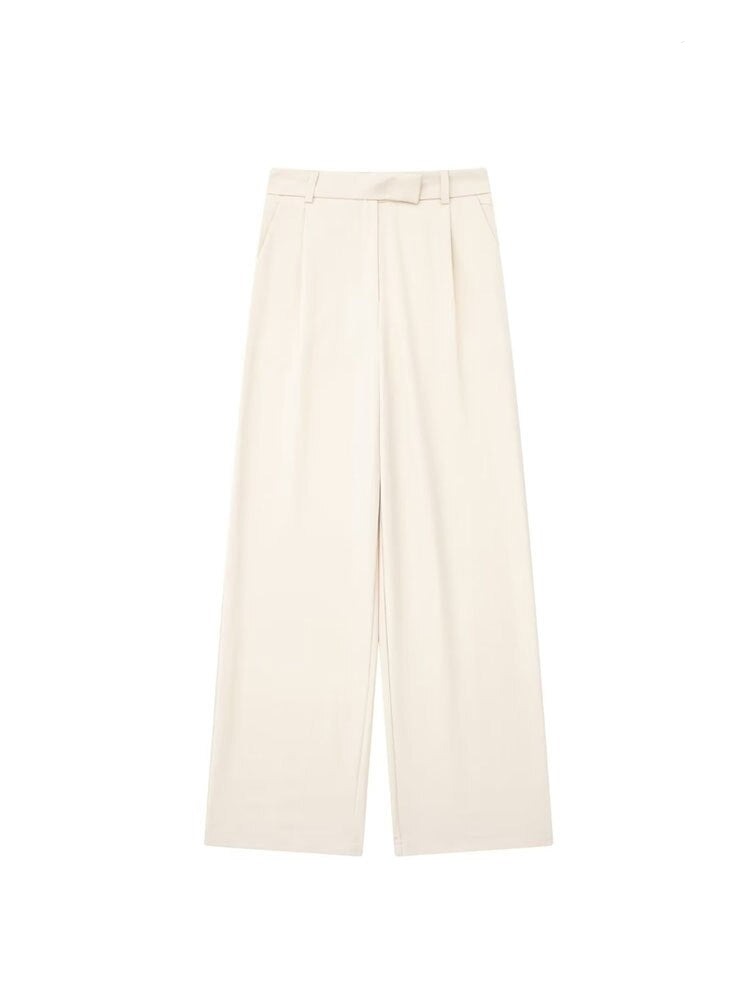 Women Fashion Darts Front Pockets Wide Leg Pants