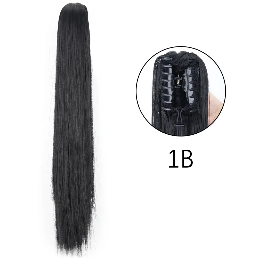 24Inch Heat Resistant Pony Tail Hair 1B 24inches-60cm