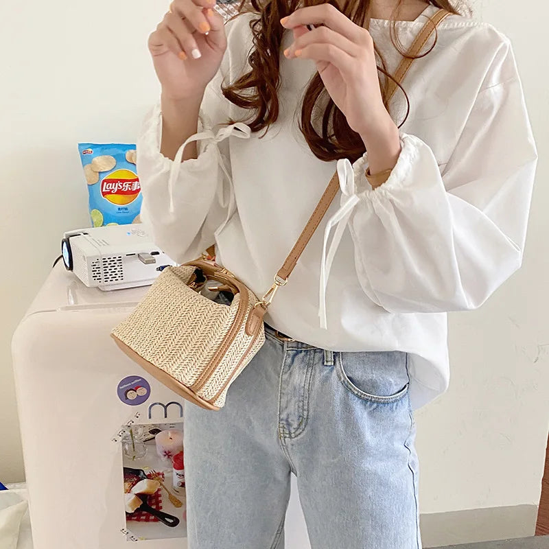 Straw trendy shoulder Handbag