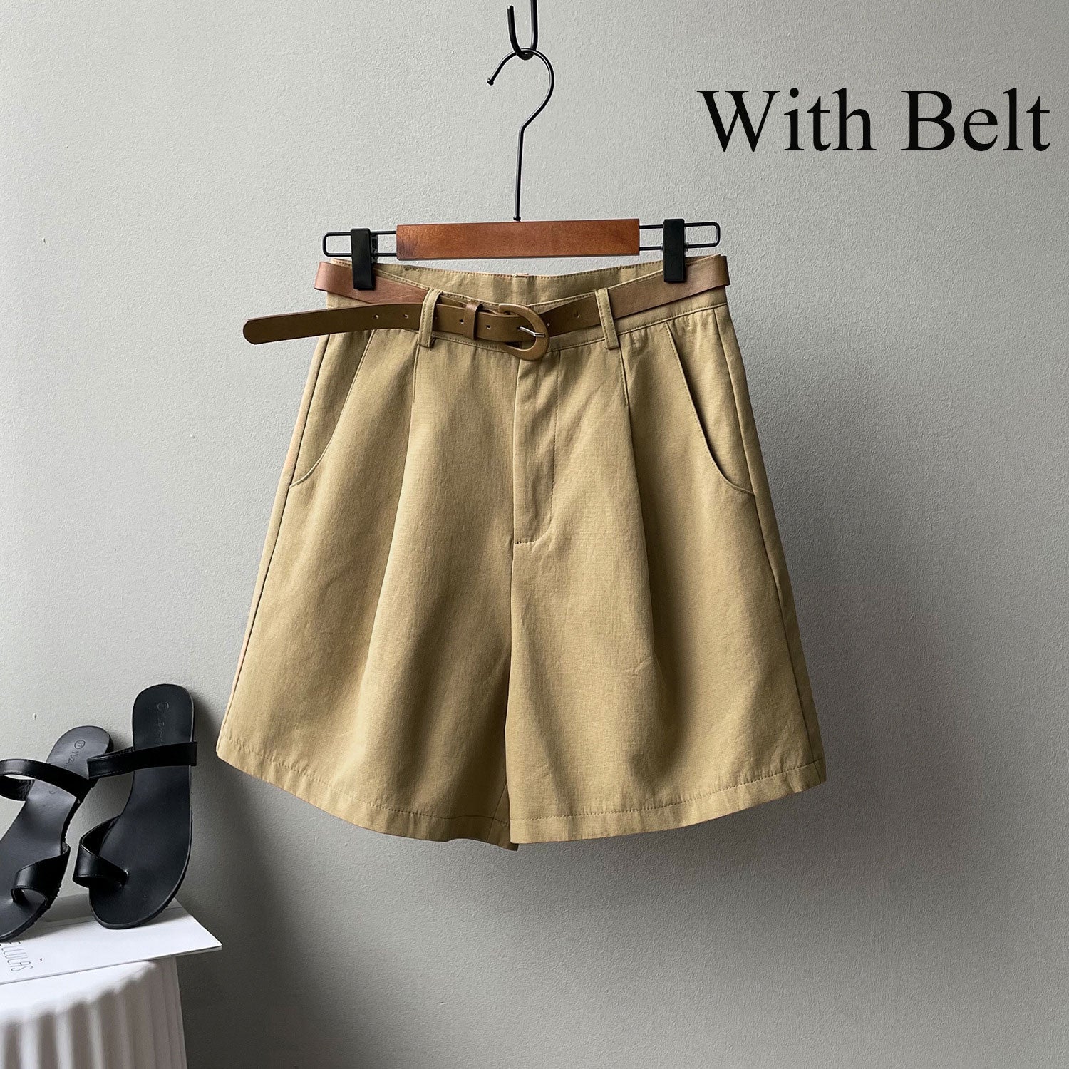 Women Office High Waist Suit Shorts DA02958(With Belt)