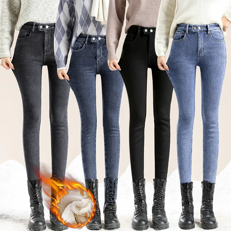 Ladies Winter Denim Pencil lined Jeggings