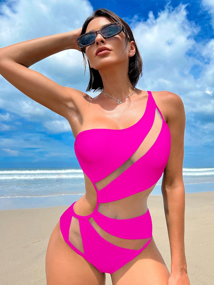 In-X Sexy One Shoulder One Piece Swimsuit