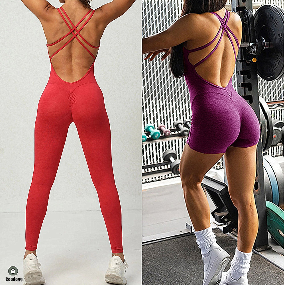 Women Lycra Fitness Gym One Piece Jumpsuit