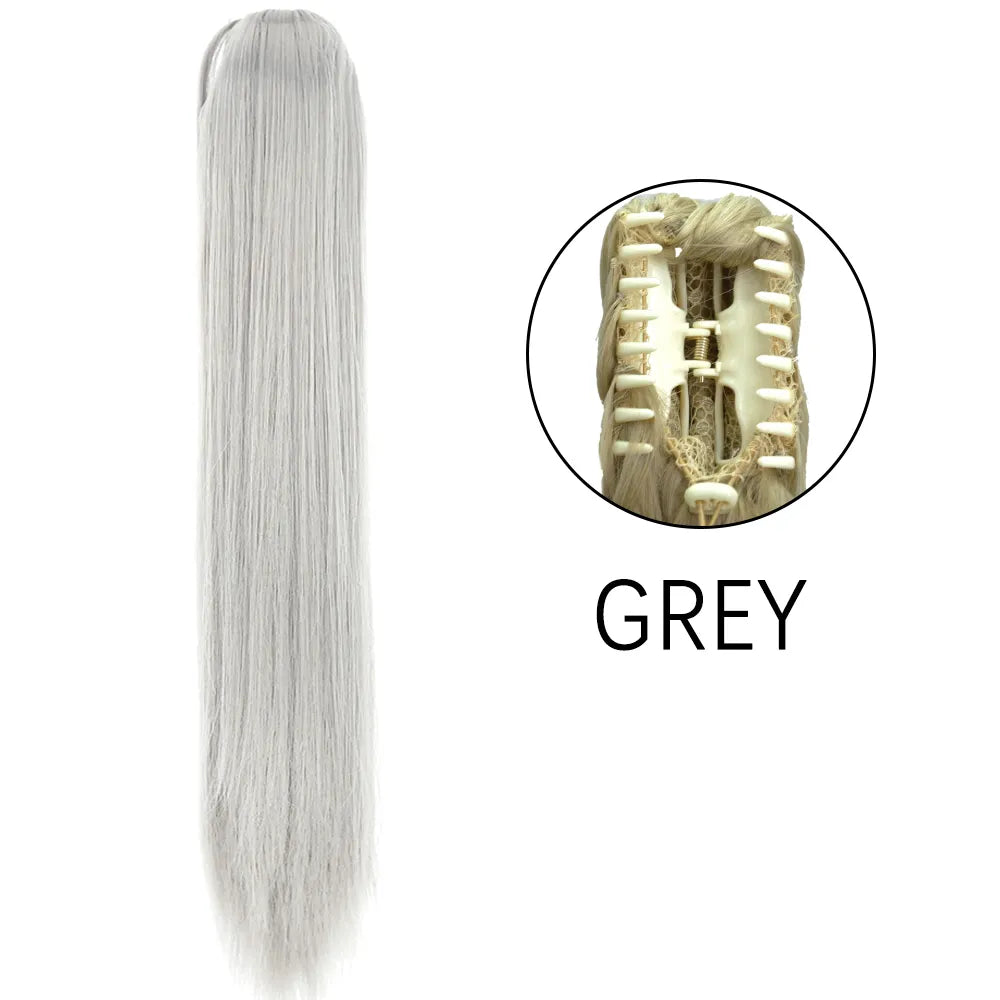 24Inch Heat Resistant Pony Tail Hair GREY 24inches-60cm