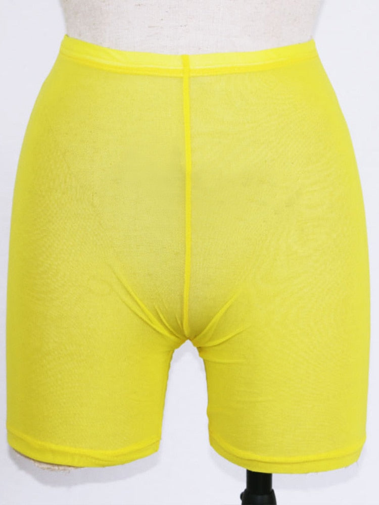 Women Casual High Waist Shorts yellow