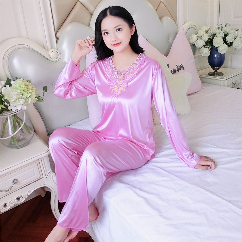 New Plus Size 5XL Satin Pajamas Set