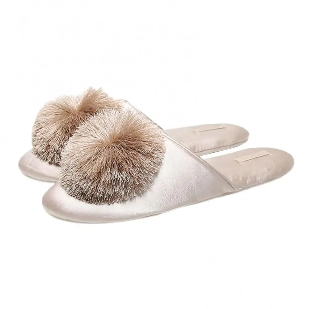 Soft Plush Winter Non-slip Slippers Champagne