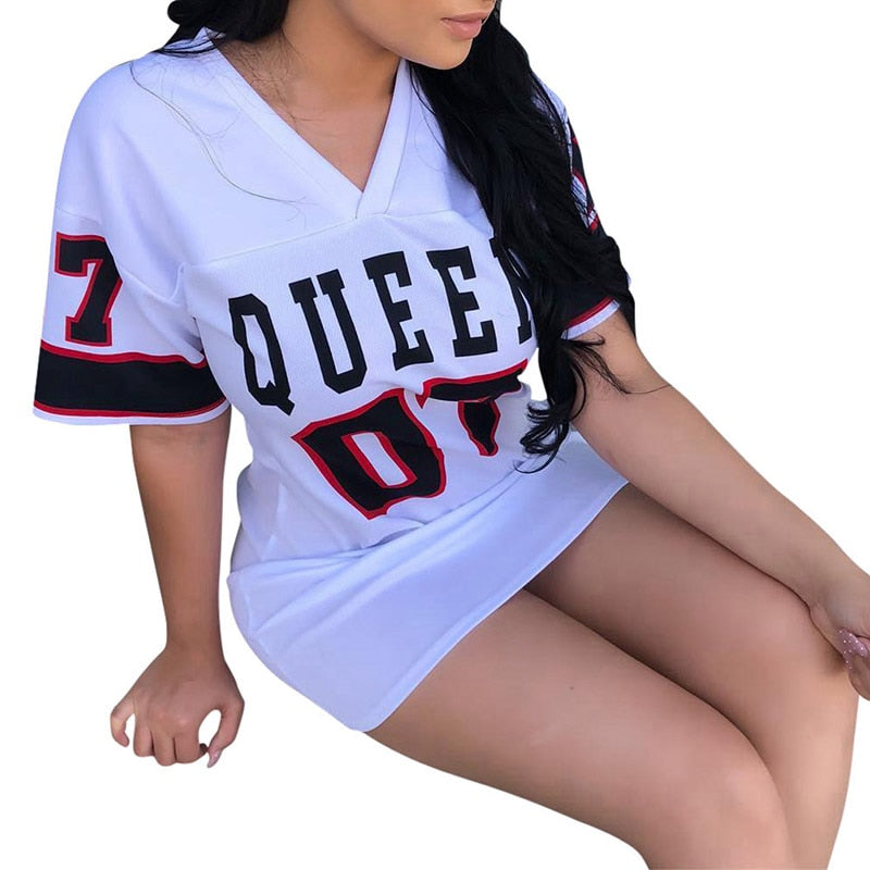 Women Hip Hop Queen Printed Long T Shirt