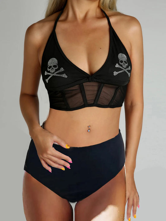 Women Mesh Black Swimwear