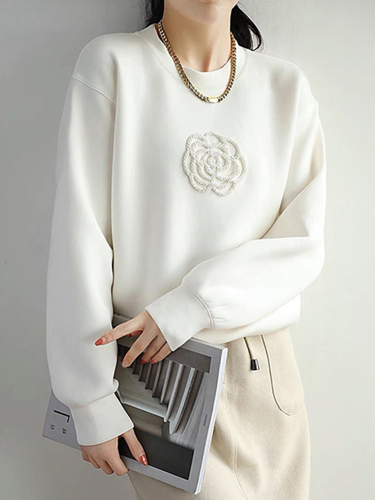 Round Neck  Pullover Sweatshirt