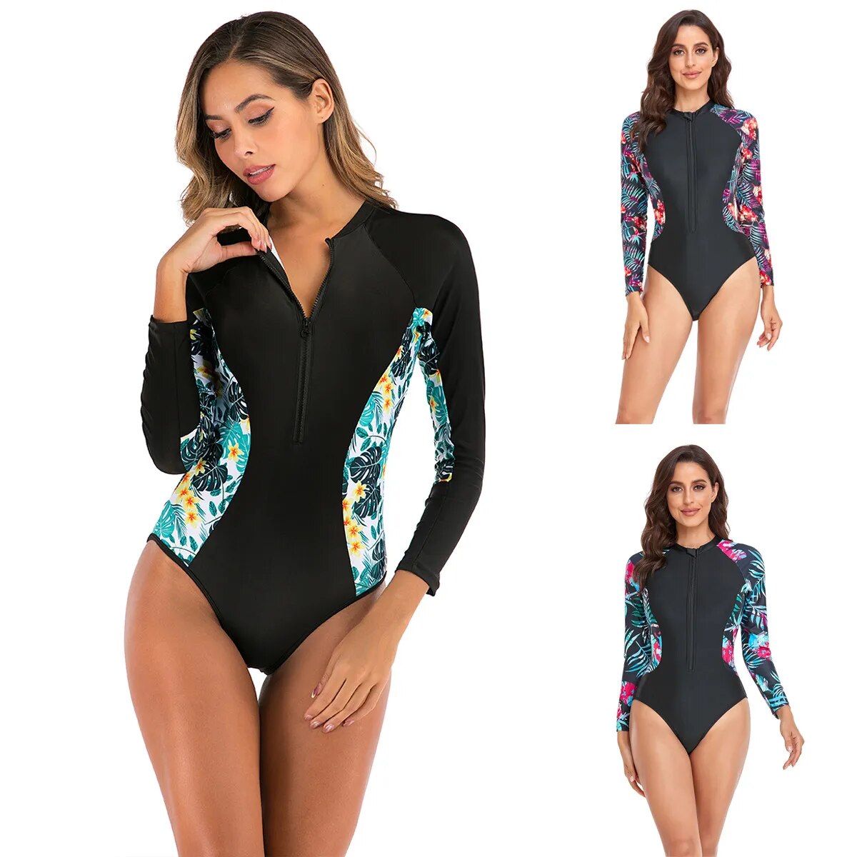 New Sand Surf Suit Zipper Black Swimsuits