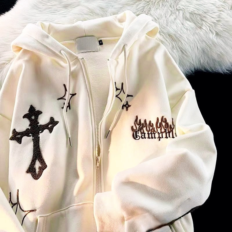 Women Retro Harajuku Hip Hop Jacket hoodie