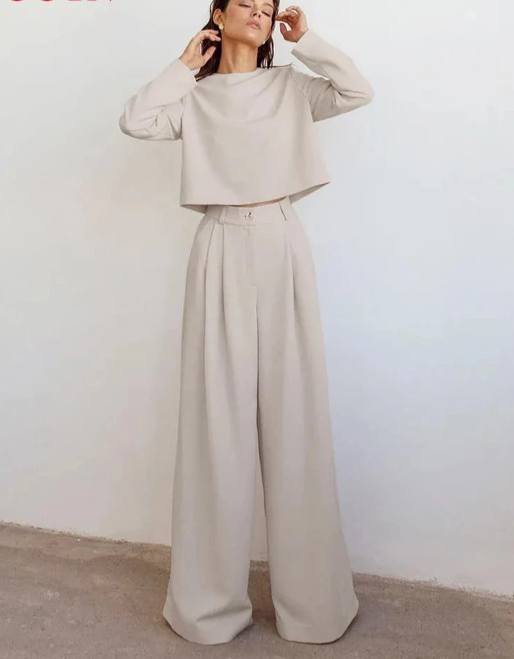 Autumn High Waist Wide Leg Luxury Pants