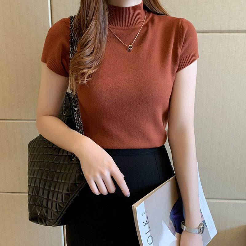 Turtleneck Knitted Blouse Shirt