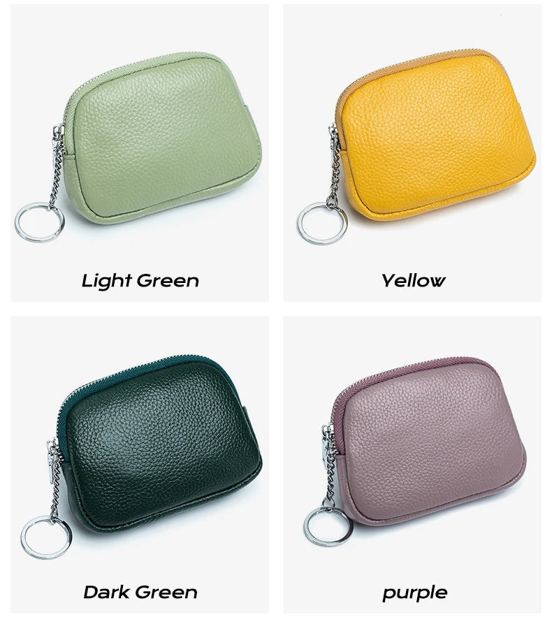 Genuine Leather Zipper Coin Purse