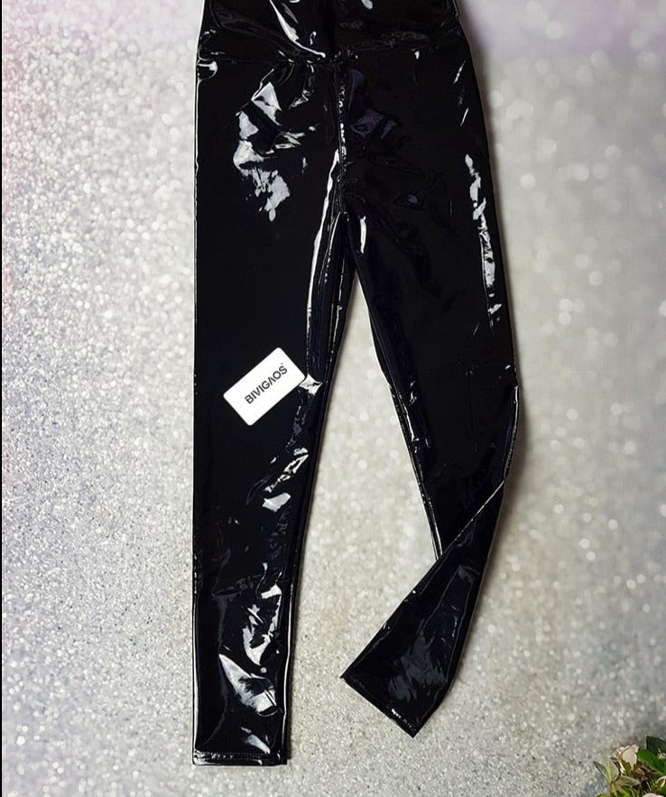 New Women Mirror Leather Leggings