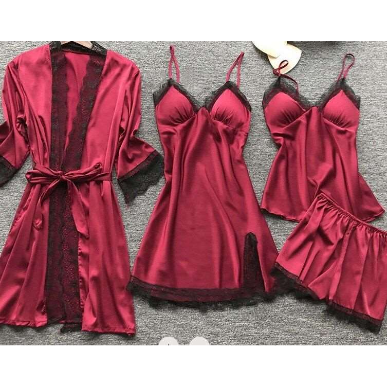 4 piece Set Sleep Lace pyjama Set