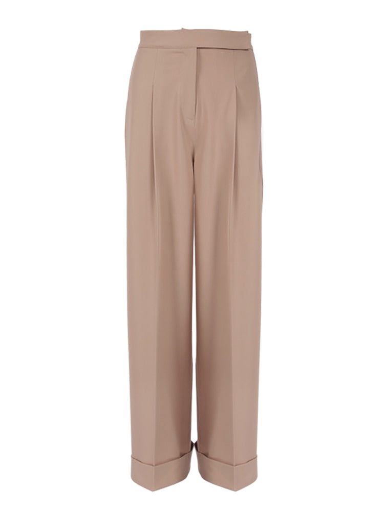 Women High Waist Pants Khaki