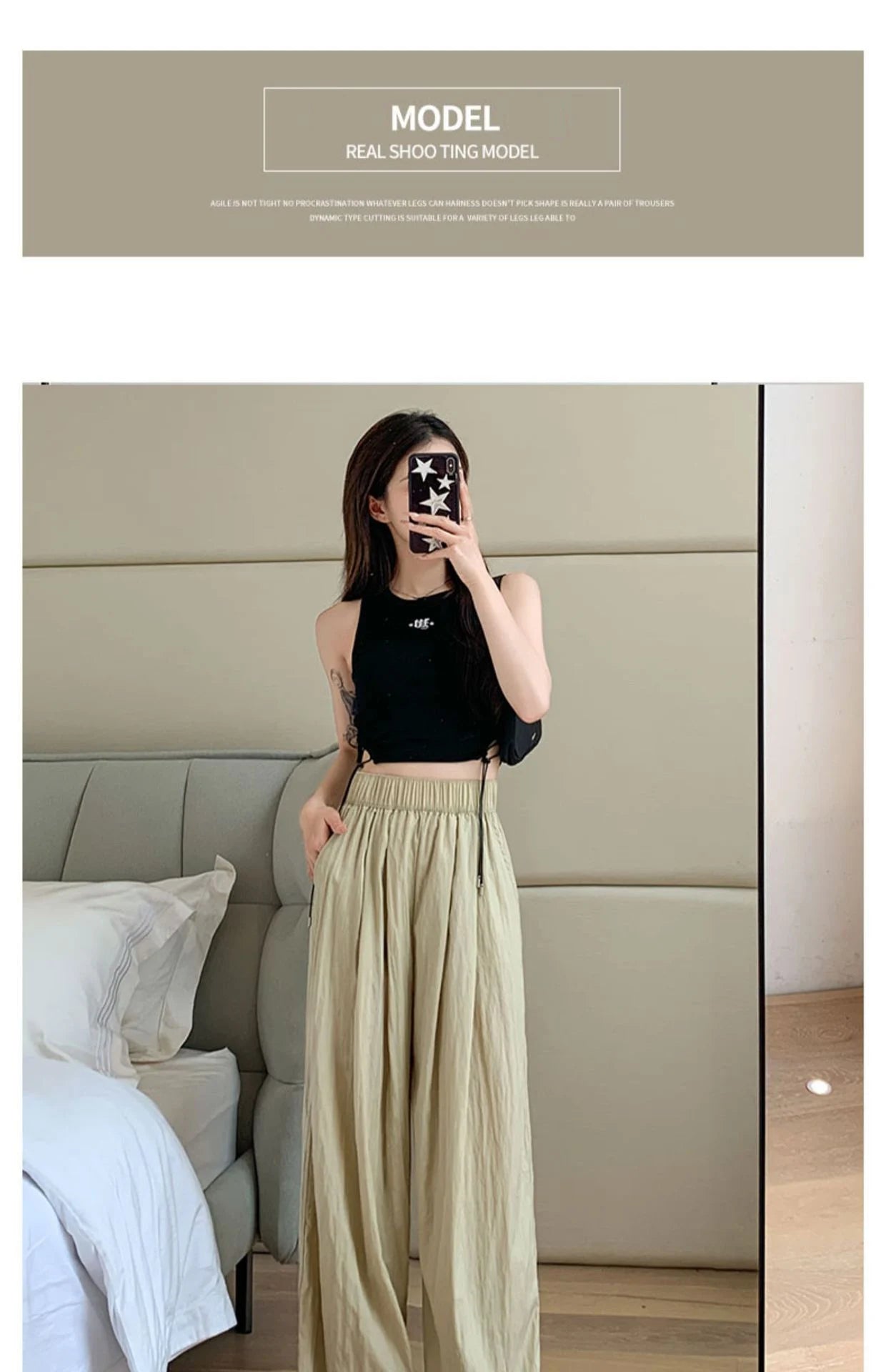 Elasticated waistband Wide Leg Trousers for Women