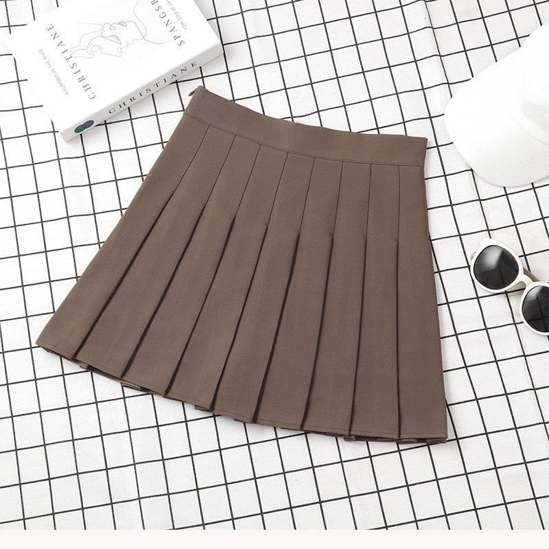 Mini Pleated Skirt Brown