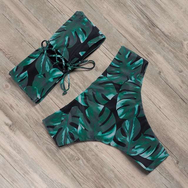 Bandeau tube top High Waist Bikini Set