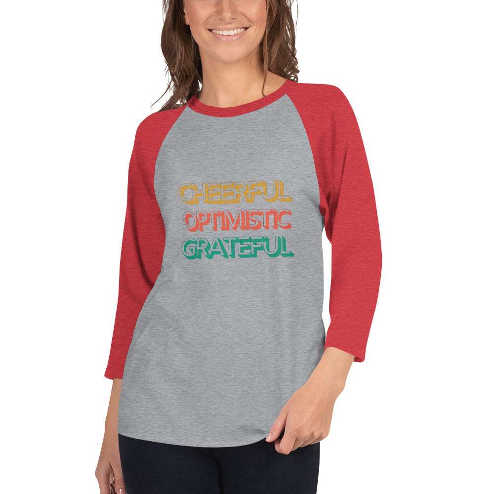 3/4 sleeve raglan T-shirt (PP) Heather Grey Heather Red