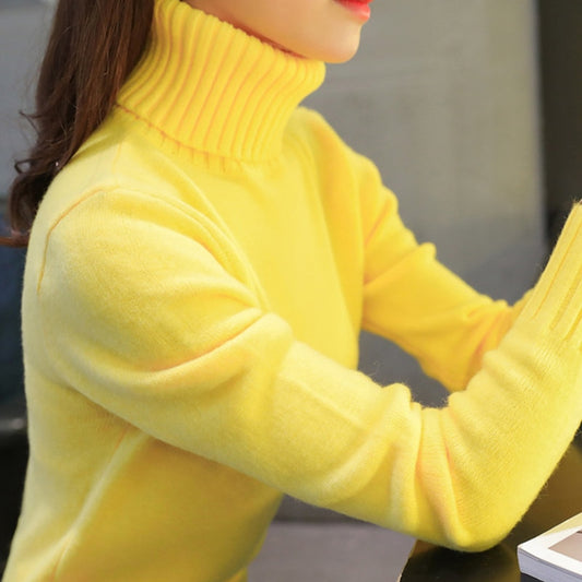 Turtleneck Long Sleeve Knitted Yellow Sweater