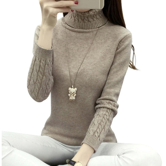 Women turtle neck elegant knitted Sweater Top