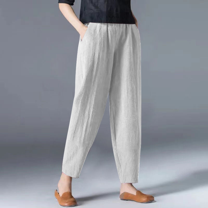 New Anti-cotton Elastic Waist Wide Leg Trousers Gray