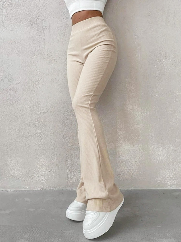 New Solid Slim Fit Streetwear Women Pants