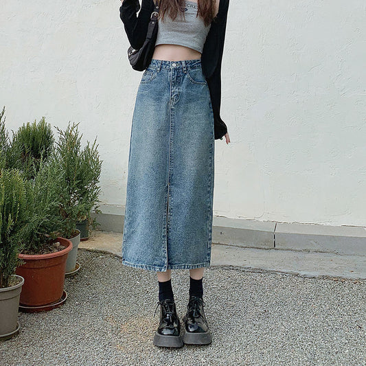 New Open Half Denim Skirt