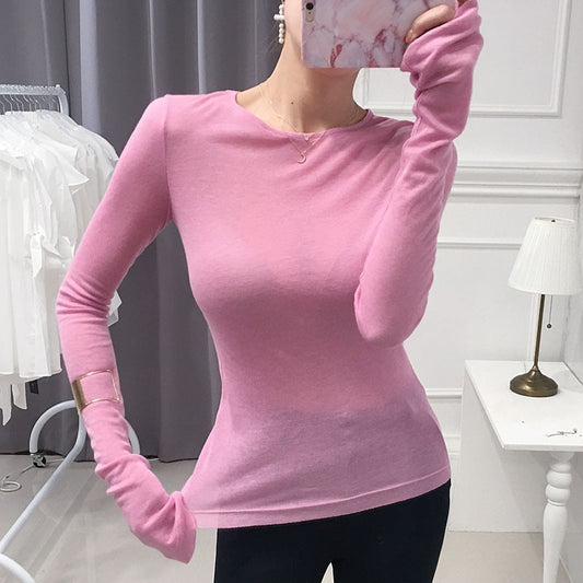 Korean Style Slim Basic Elasticity Finest Top