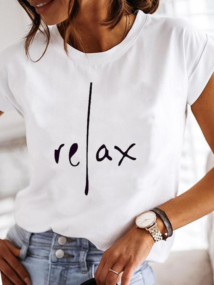 Ladies Summer Fashion Casual White T-shirts