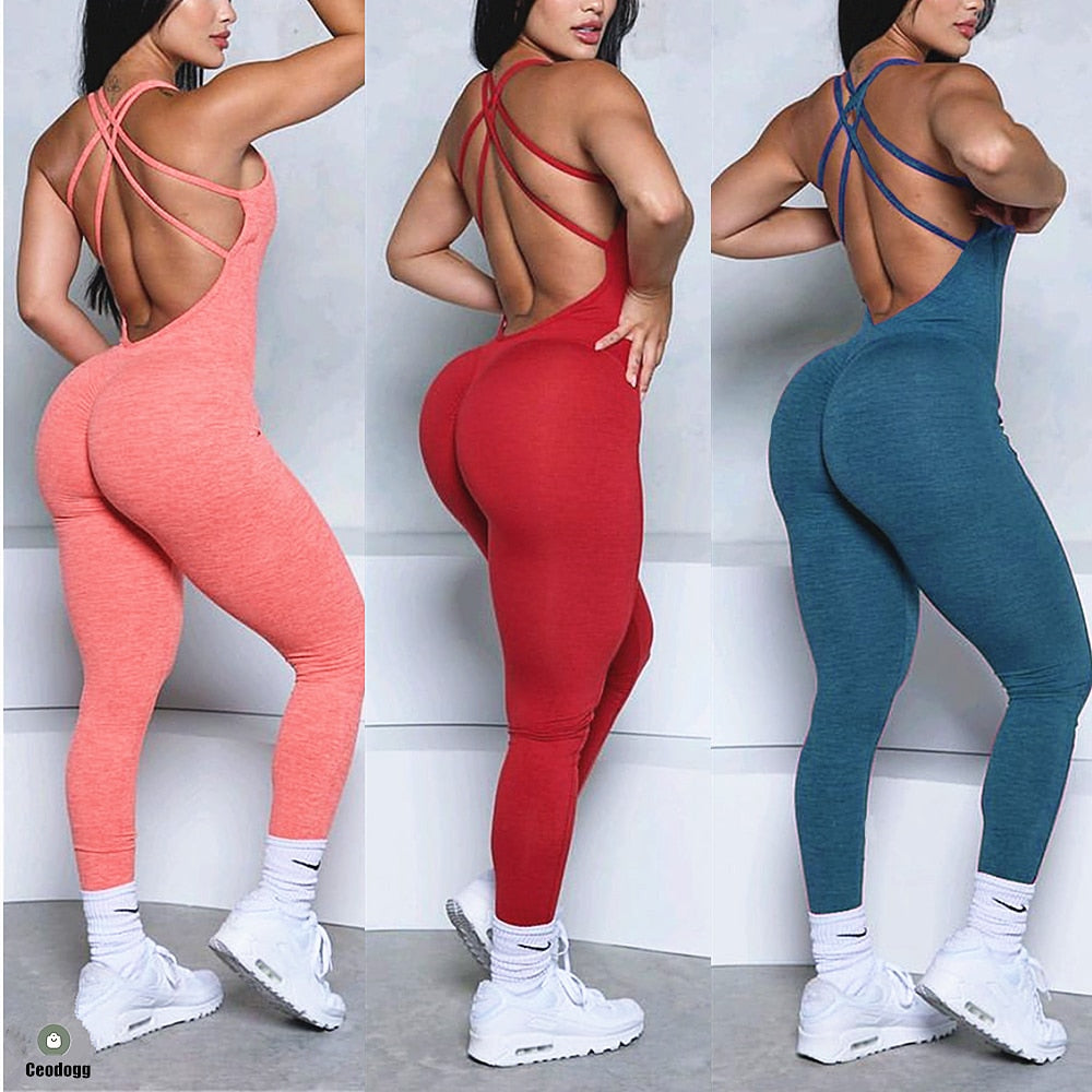 Women Lycra premium Fitness Gym One Piece Jumpsuit