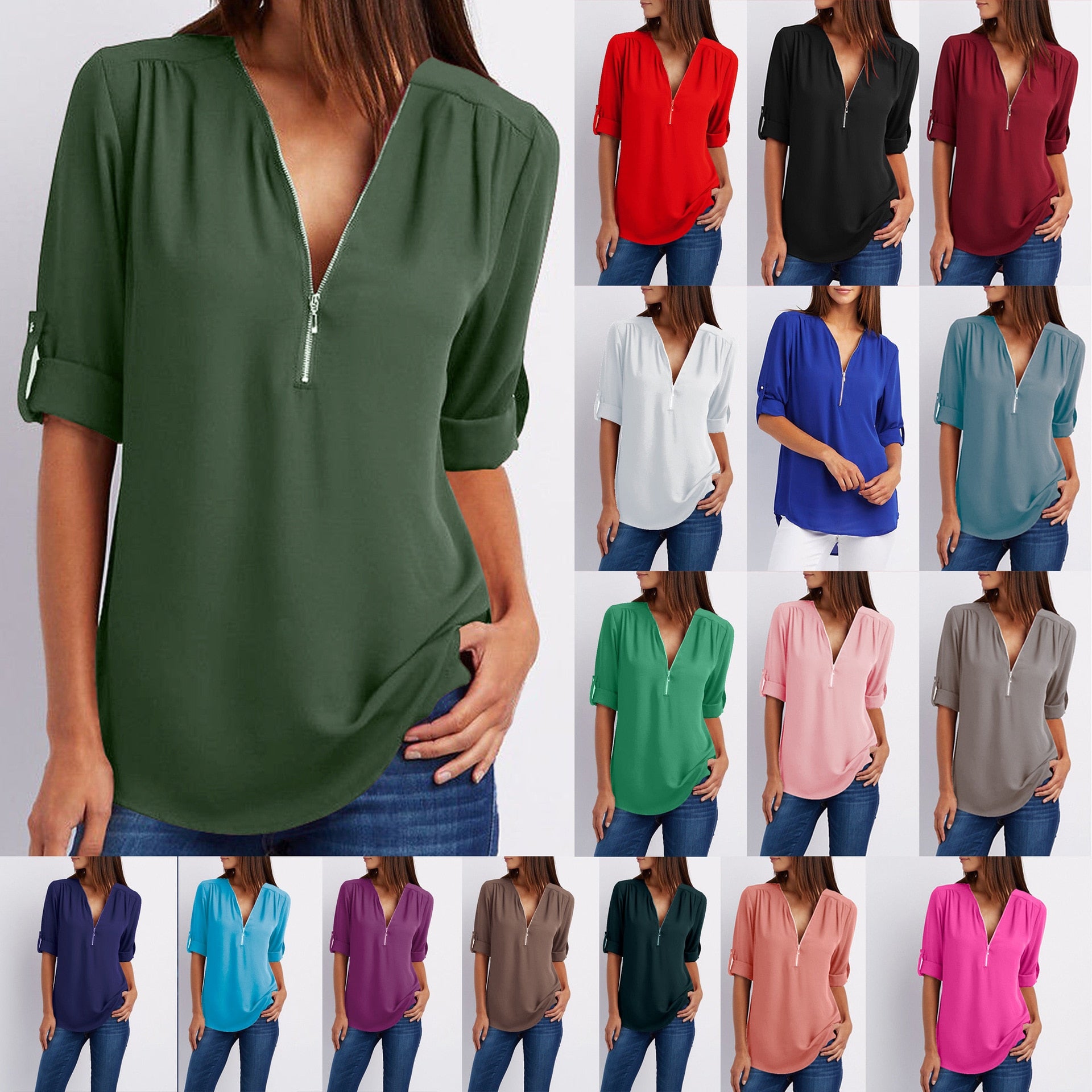 Women Chiffon Blouse Tops