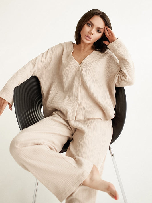 New Linad Khaki Pure Cotton Sleepwear