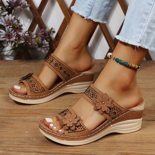 Women Plus Size Retro Roman Sandals Dark Brown